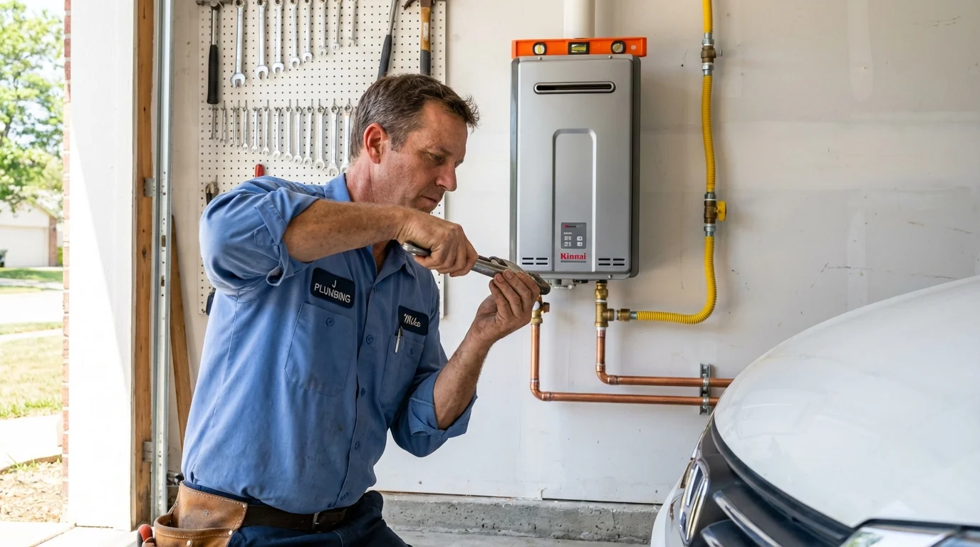 Tankless water heater installation by a Johns Plumbing LLC plumber in Wyandotte